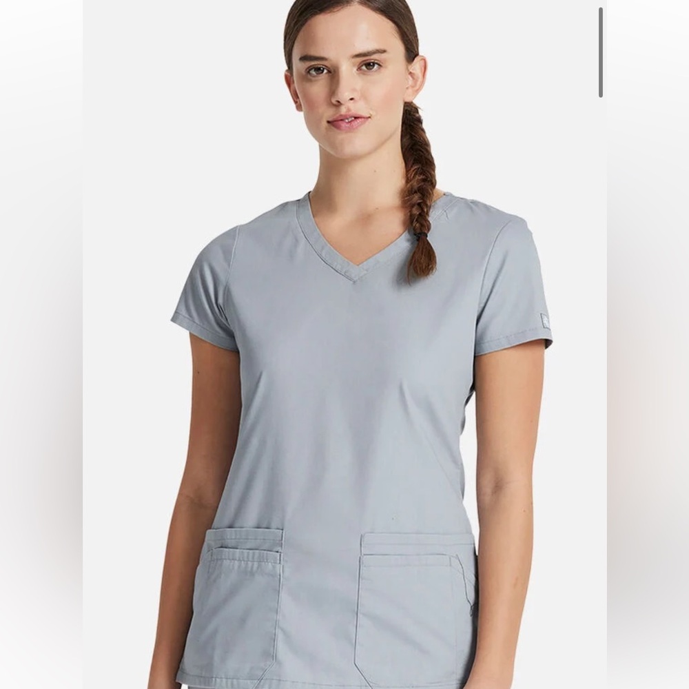 Dickies Women’s V-Neck Short Sleeve Scrub Top in Light Blue